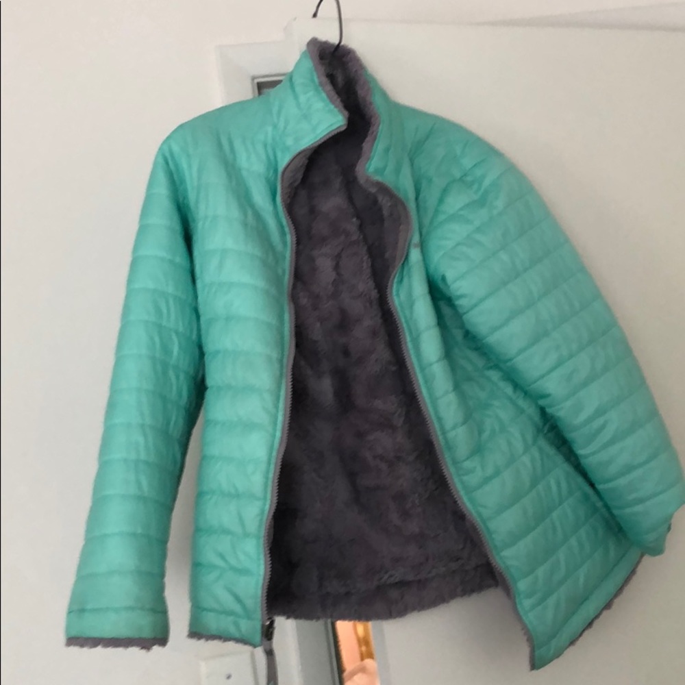 The north face teal girls reversible coat